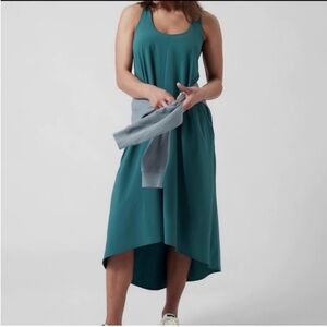 Athleta Presidio Racerback High Low Performance Maxi Dress Sz M Borealis Green
